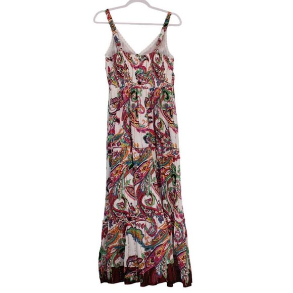 Anthropologie Maxi Dress Medium Colorful Paisley Boho Hippie Tiered Peasant - Picture 9 of 14